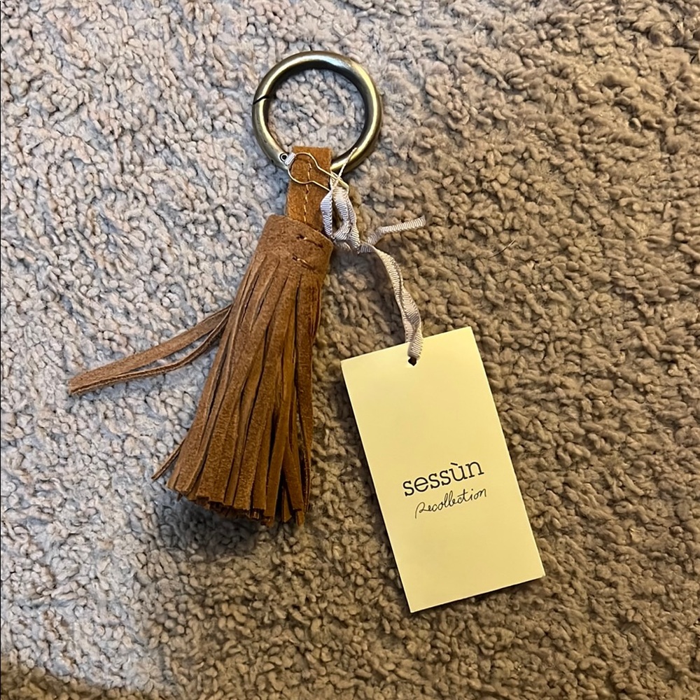 French Brown 100% Leather Tassel Keychain/Bag Charm